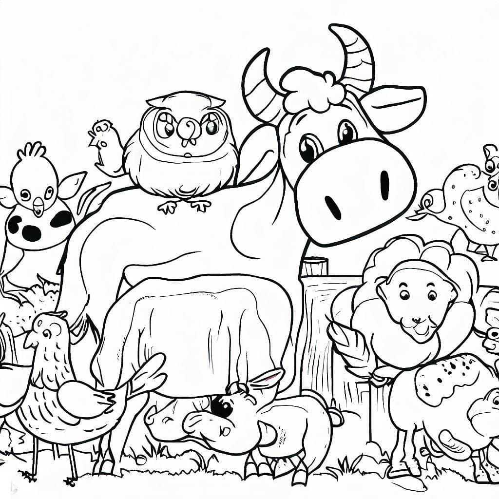 Desenho deAnimais de Fazenda Muito Fofos para colorir