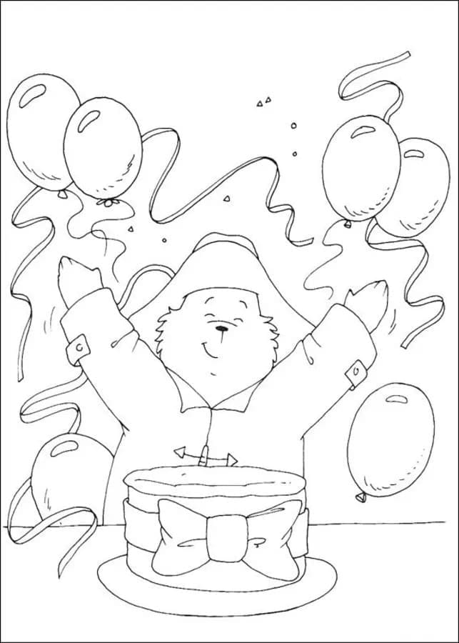 Desenho deAniversário de Paddington para colorir