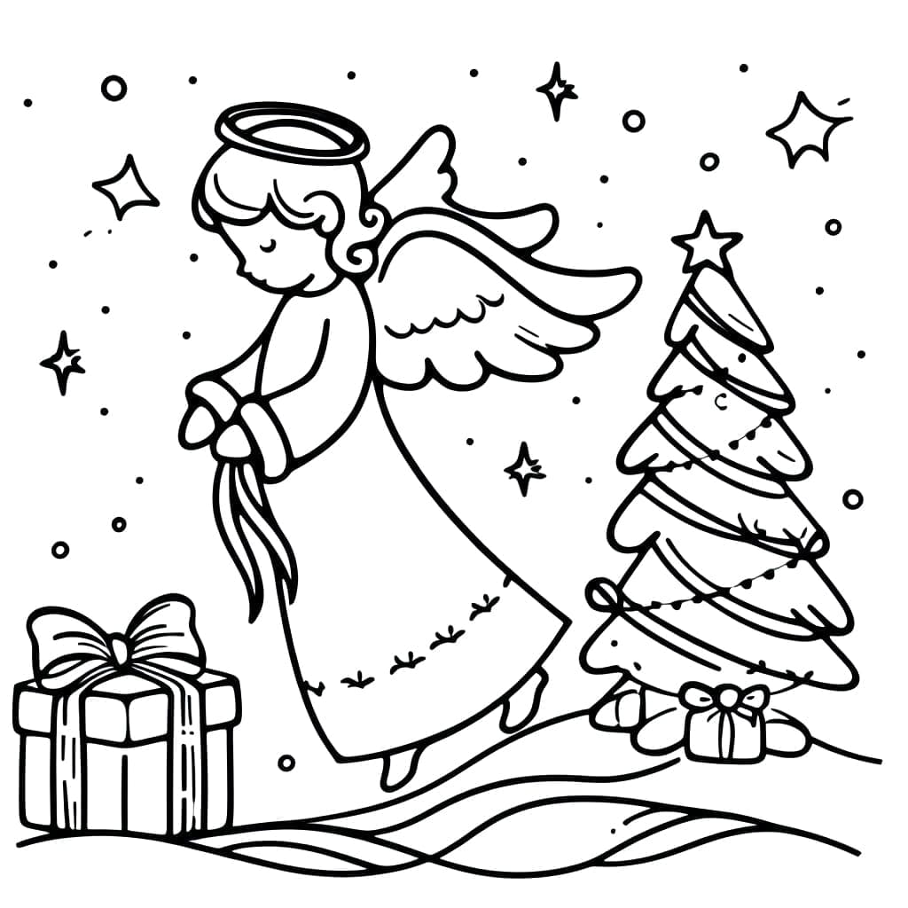 Desenhos de Anjo de Natal para colorir