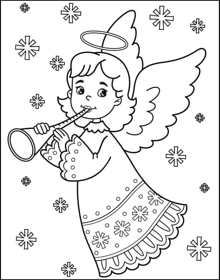 Desenho deAnjo do Natal 4 para colorir