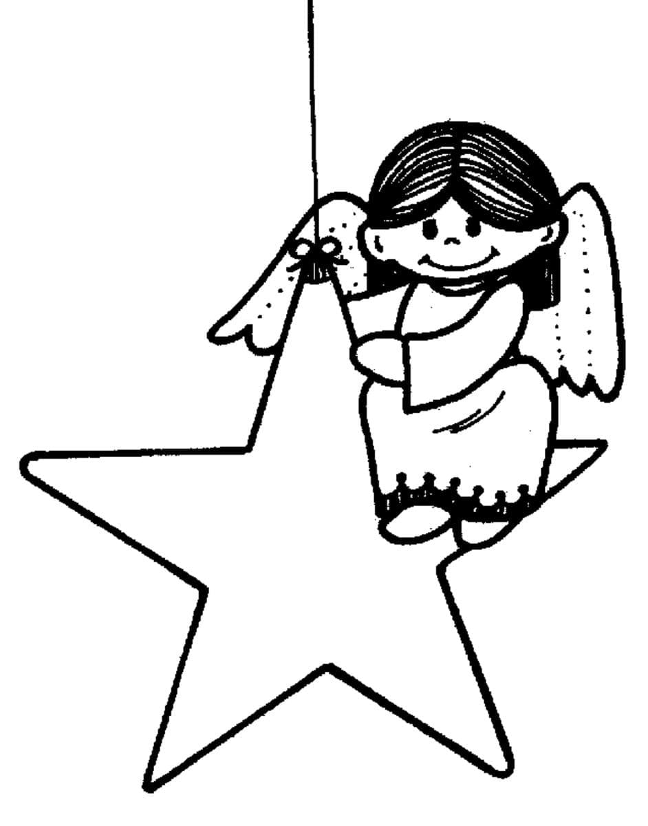 Desenho deAnjo e Estrela de Natal para colorir