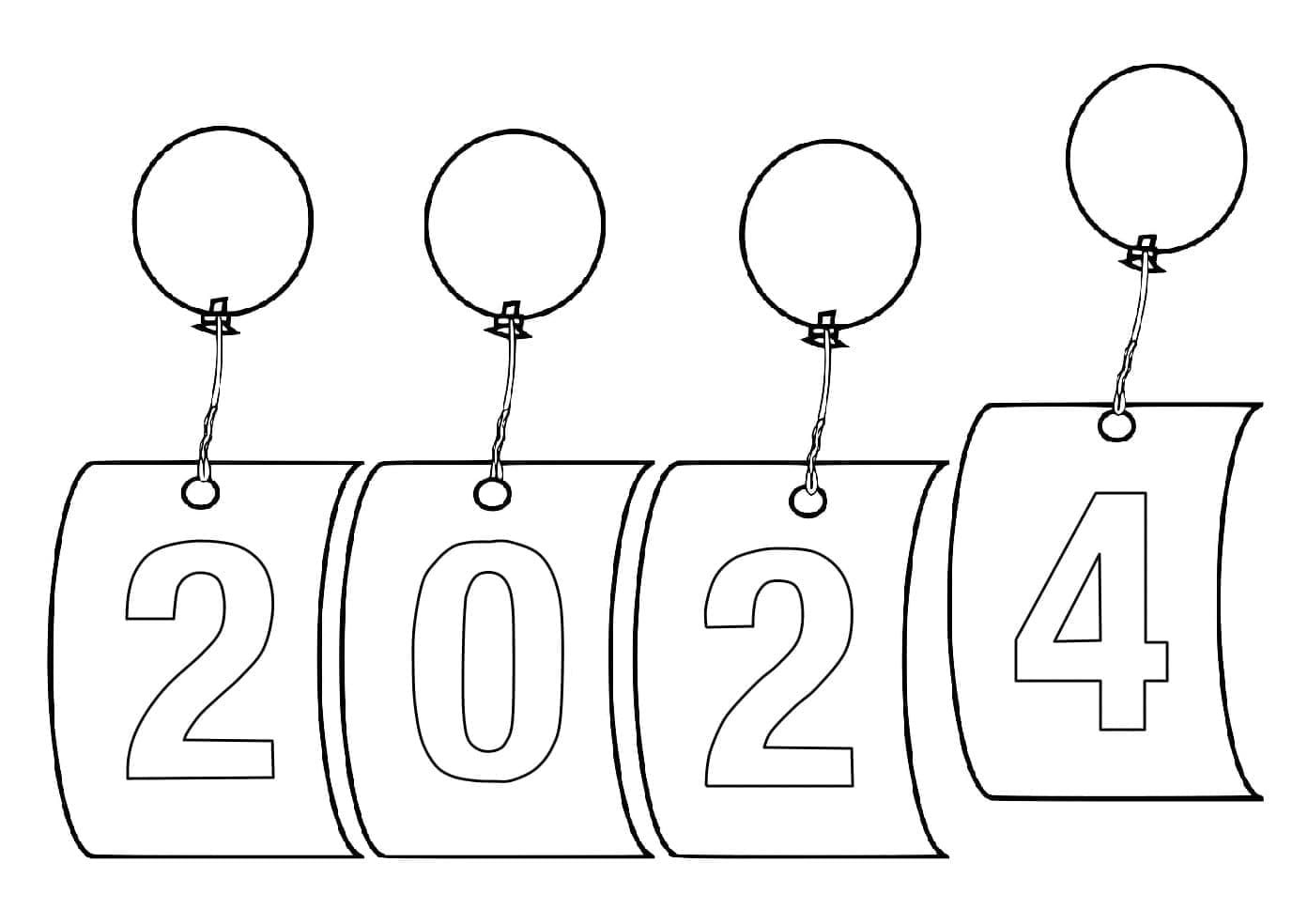 Desenho deAno Novo 2024 Para Crianças para colorir