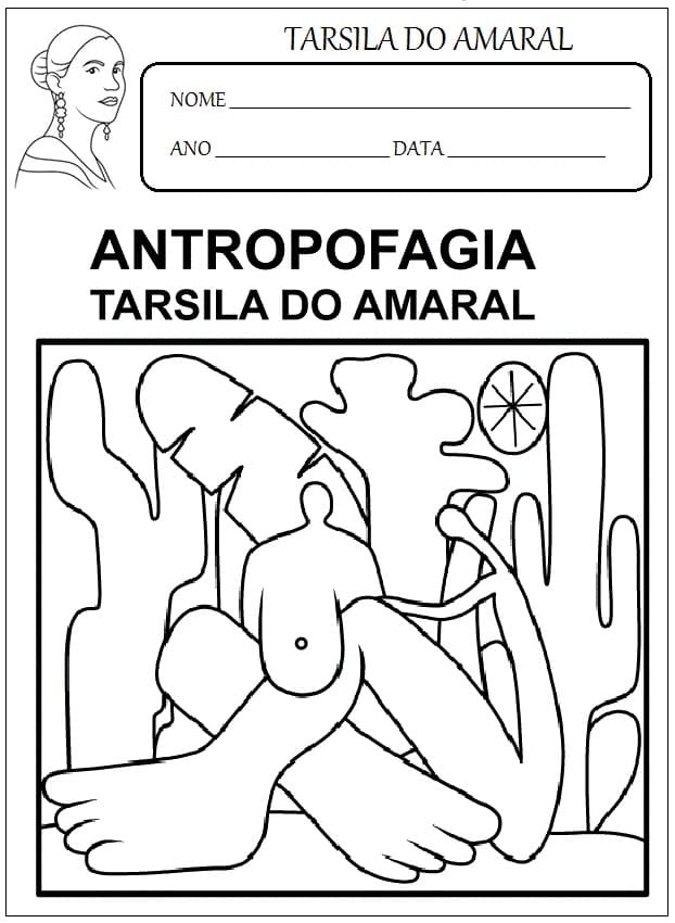 Desenho deAntropofagia - Tarsila do Amaral para colorir