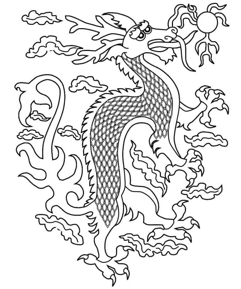 Desenho deArte do Dragão Chinês para colorir