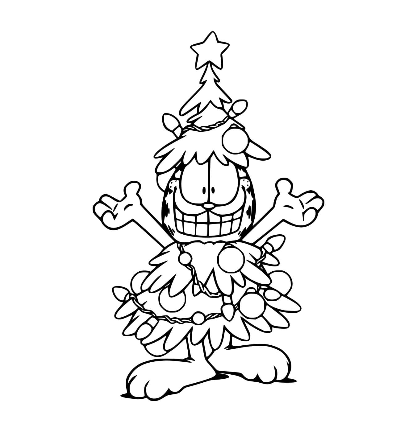 Desenho deArvore De Natal Garfield para colorir