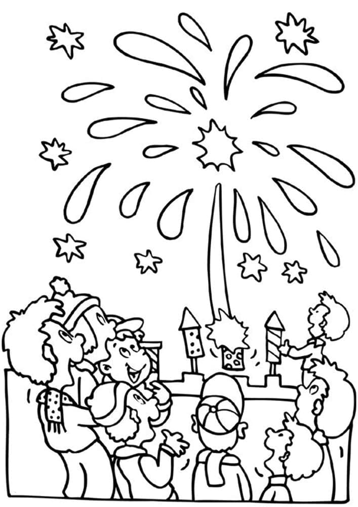 Desenho deAssistindo Fogos de Artifício para colorir