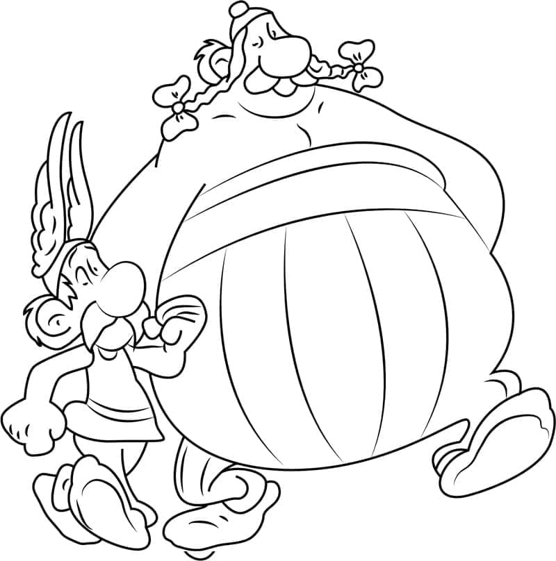 Desenho deAsterix com Obelix para colorir