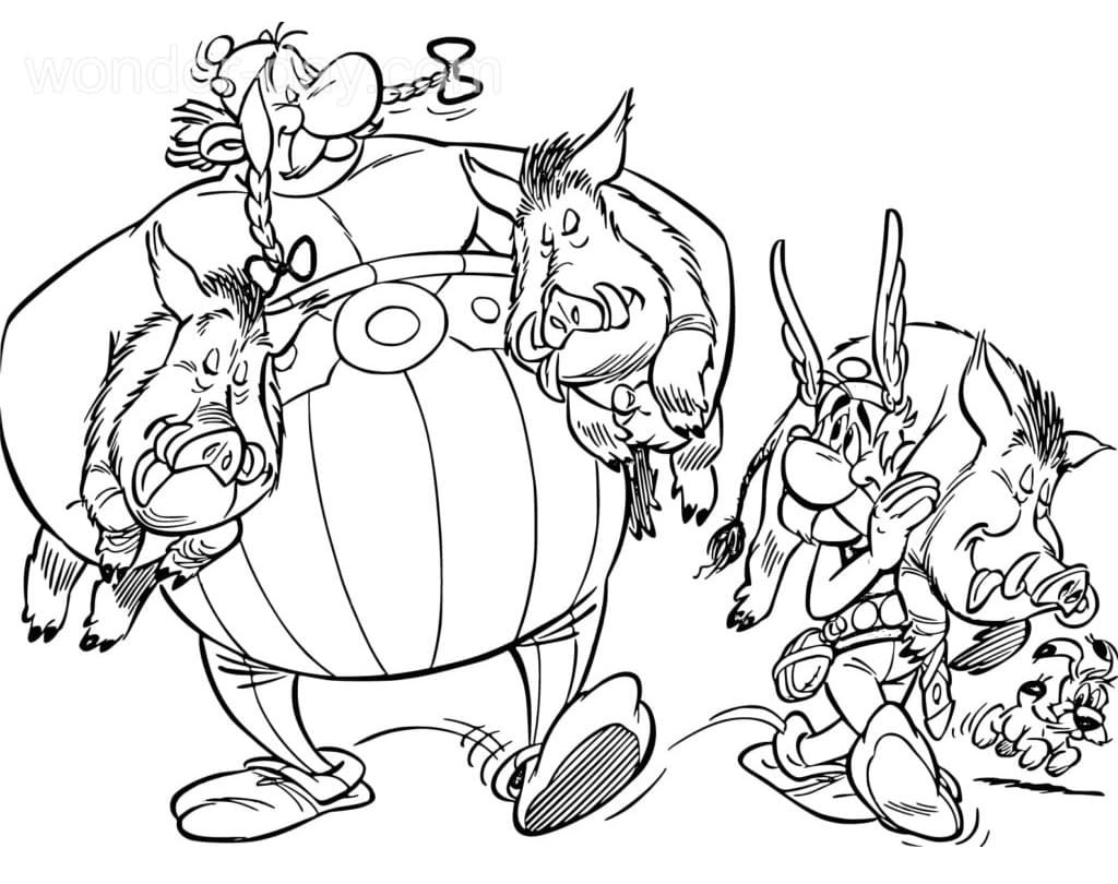 Desenho deAsterix e Obelix para colorir