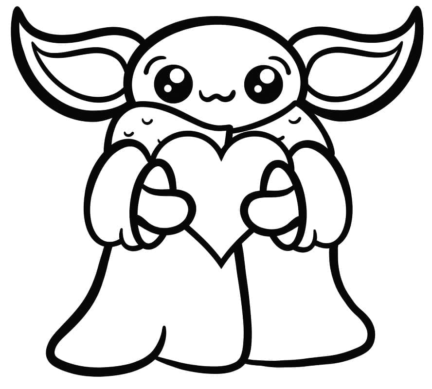 Desenho deBaby Yoda Amigável para colorir