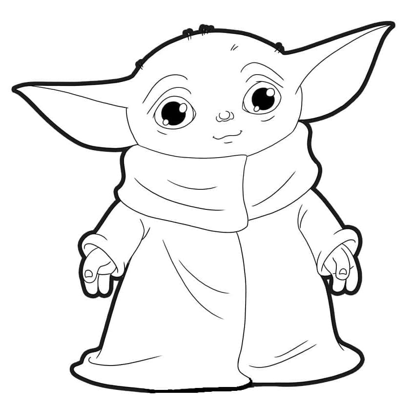 Desenho deBaby Yoda Sorrindo para colorir