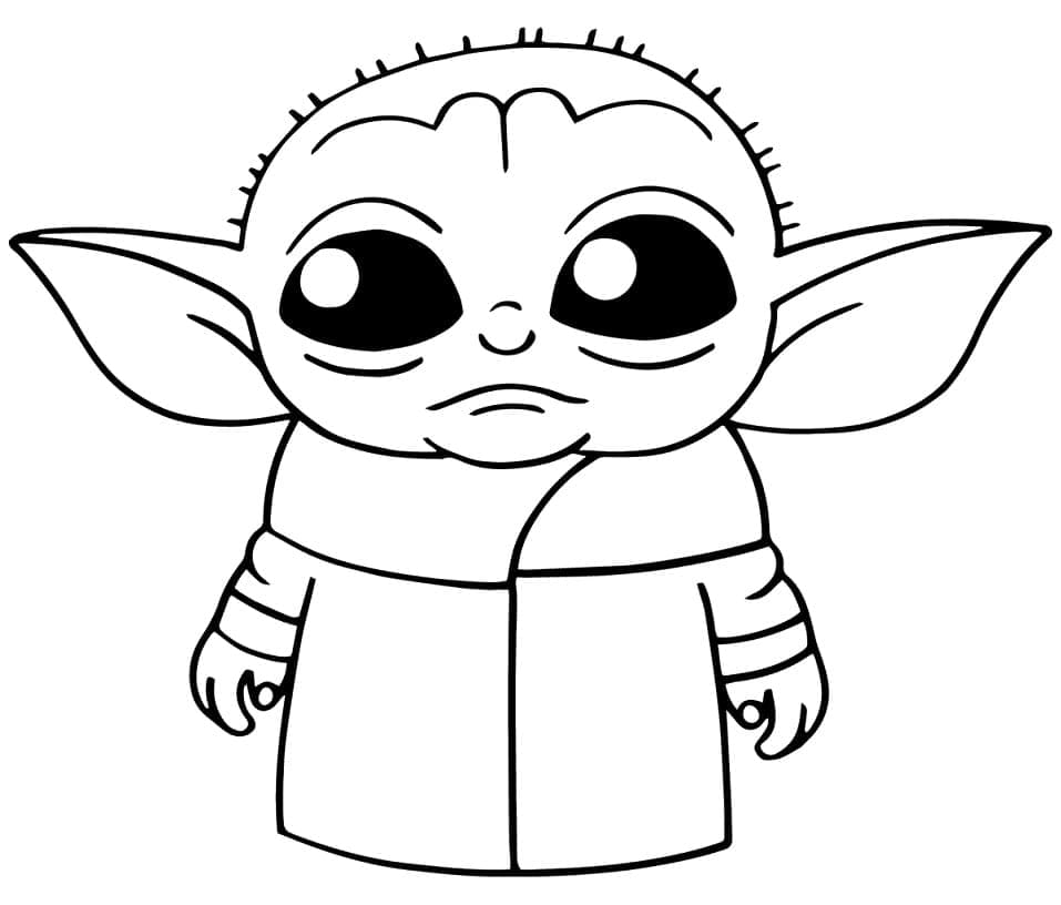 Desenho deBaby Yoda Triste para colorir