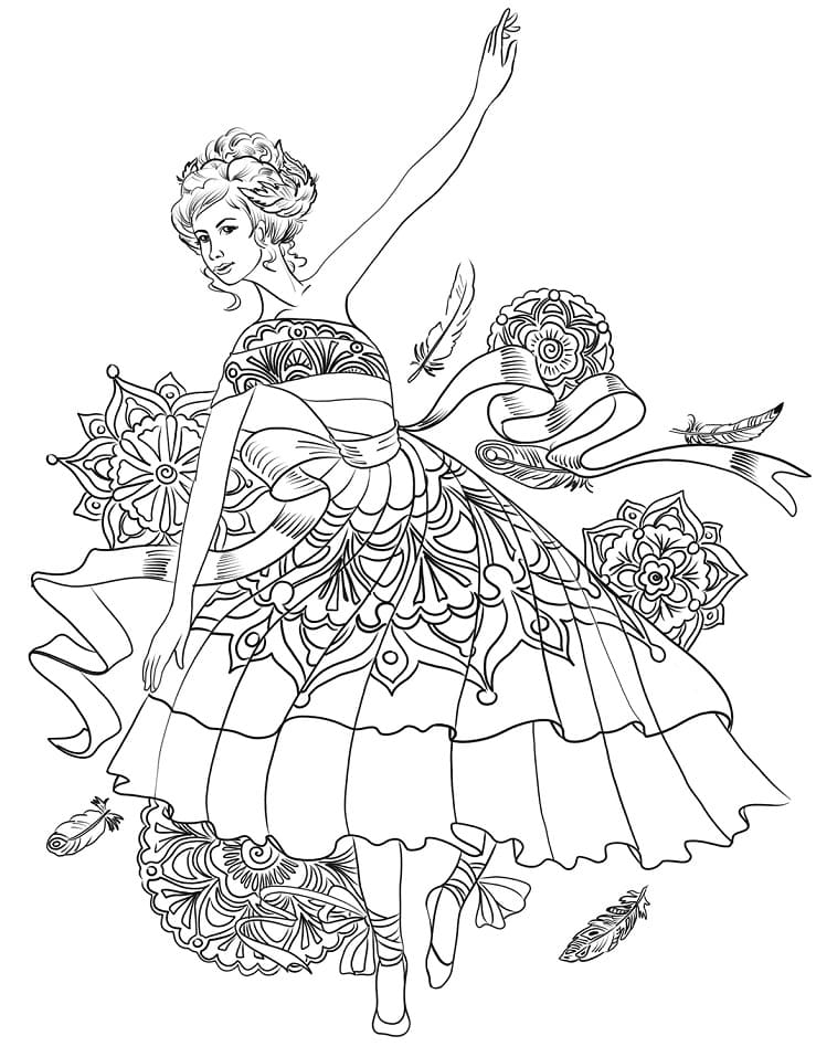 Desenho deBailarina Dança para colorir