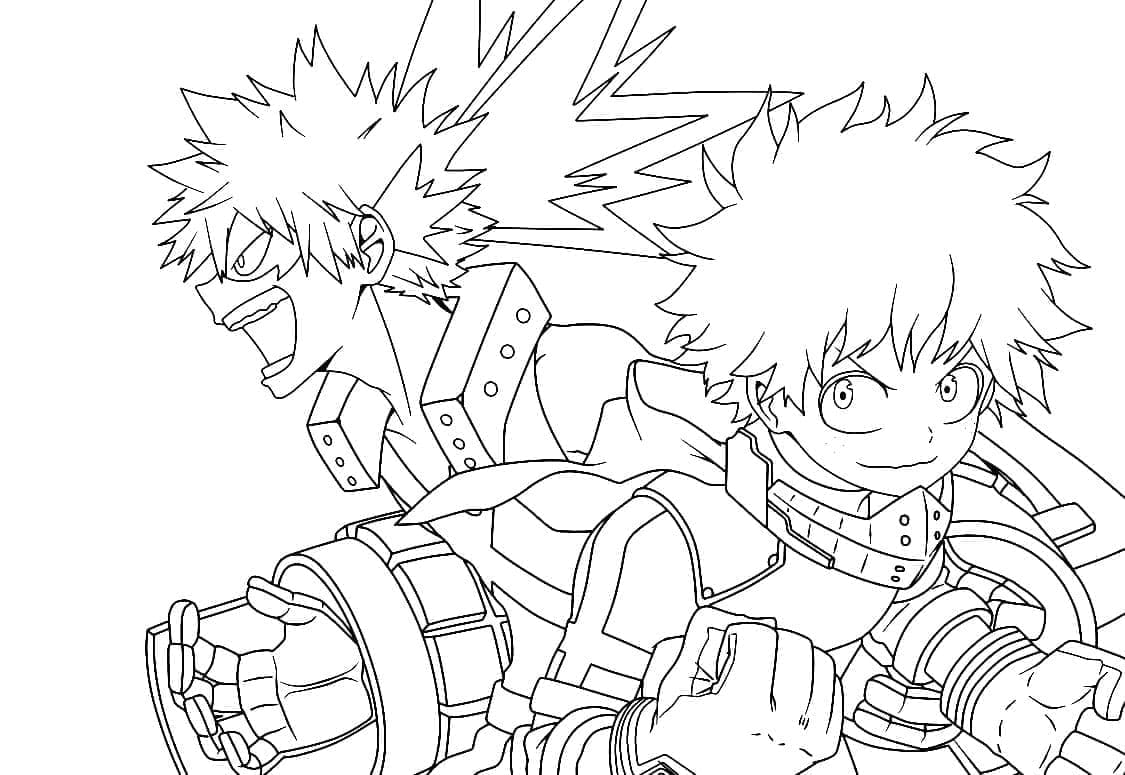 Desenho deBakugo e Midoriya para colorir