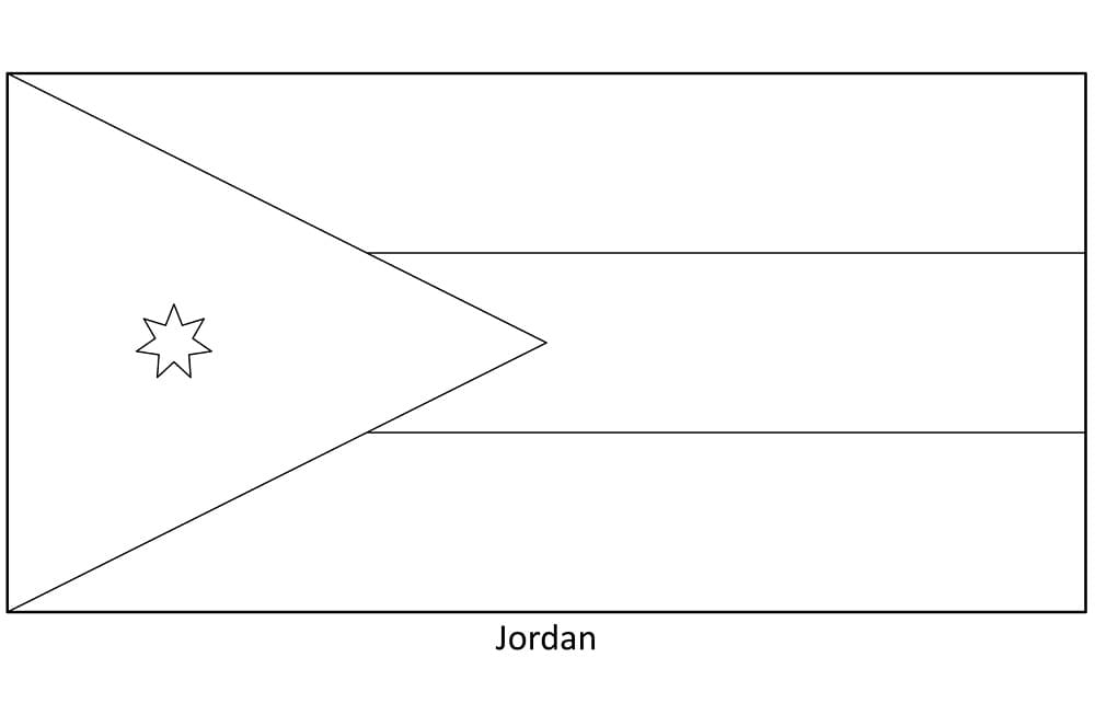Desenho deBandeira da Jordânia Imprimível para colorir