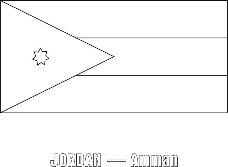 Desenho deBandeira da Jordânia Para Crianças para colorir