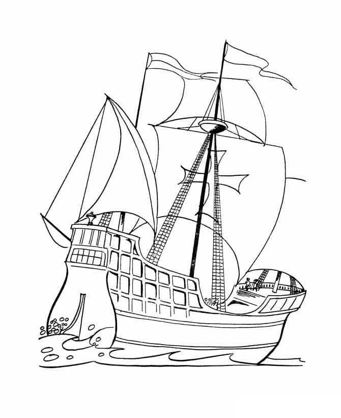 Desenho deBarco Caravela para colorir