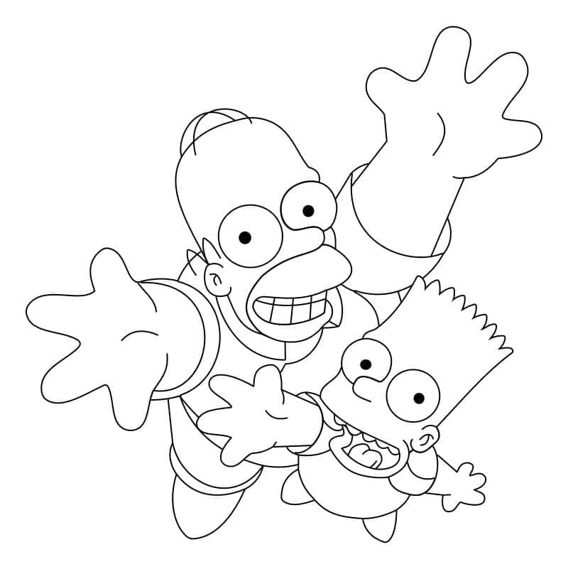 Desenho deBart e Homer Simpson para colorir