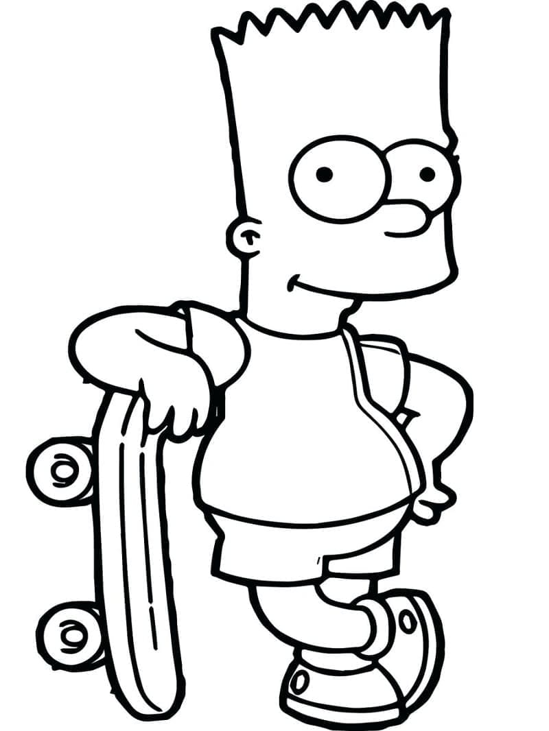 Desenho deBart Simpson com Skate para colorir