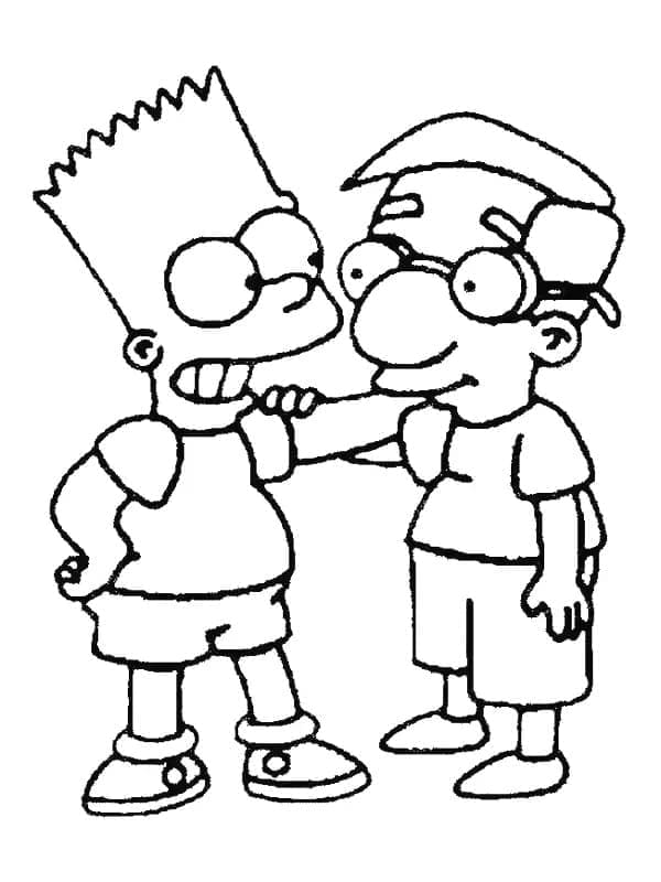 Desenho deBart Simpson e Milhouse Van Houten para colorir