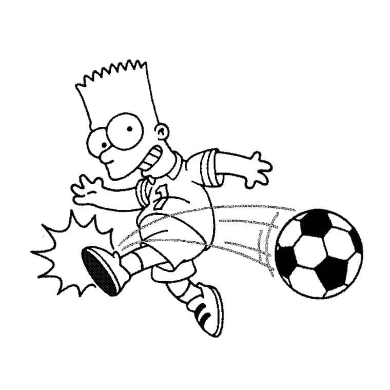 Desenho deBart Simpson Joga Futebol para colorir