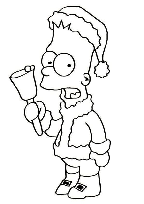 Desenho deBart Simpson no Natal para colorir