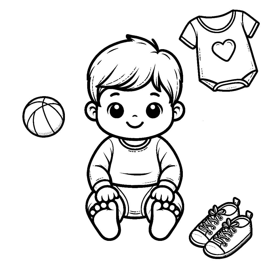 Desenho deBebê Com Sapatos E Camisa para colorir