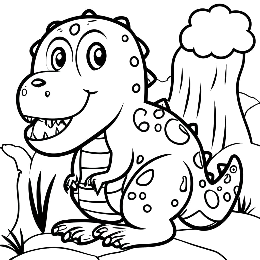 Desenho deBebê Dinossauro Feliz para colorir