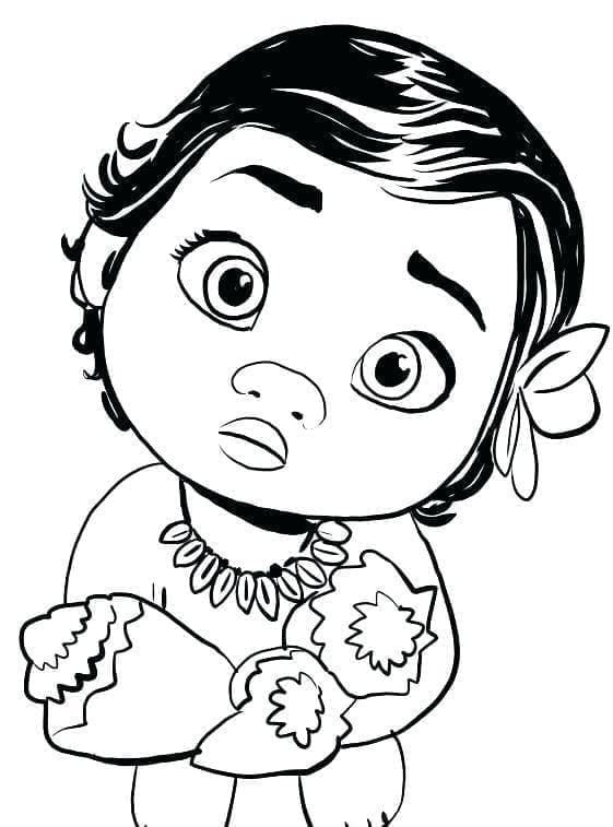 Desenho de Bebê Moana para colorir