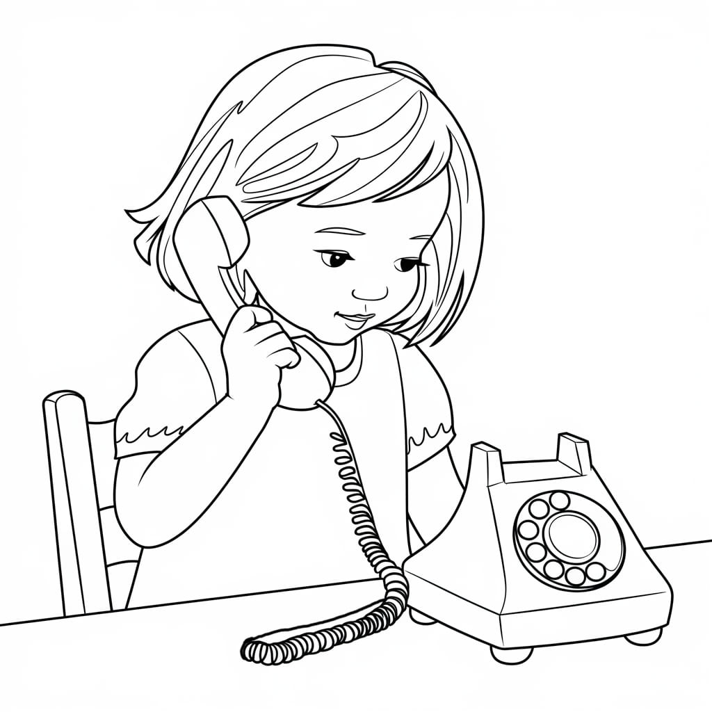 Desenho deBebê Usa Telefone para colorir