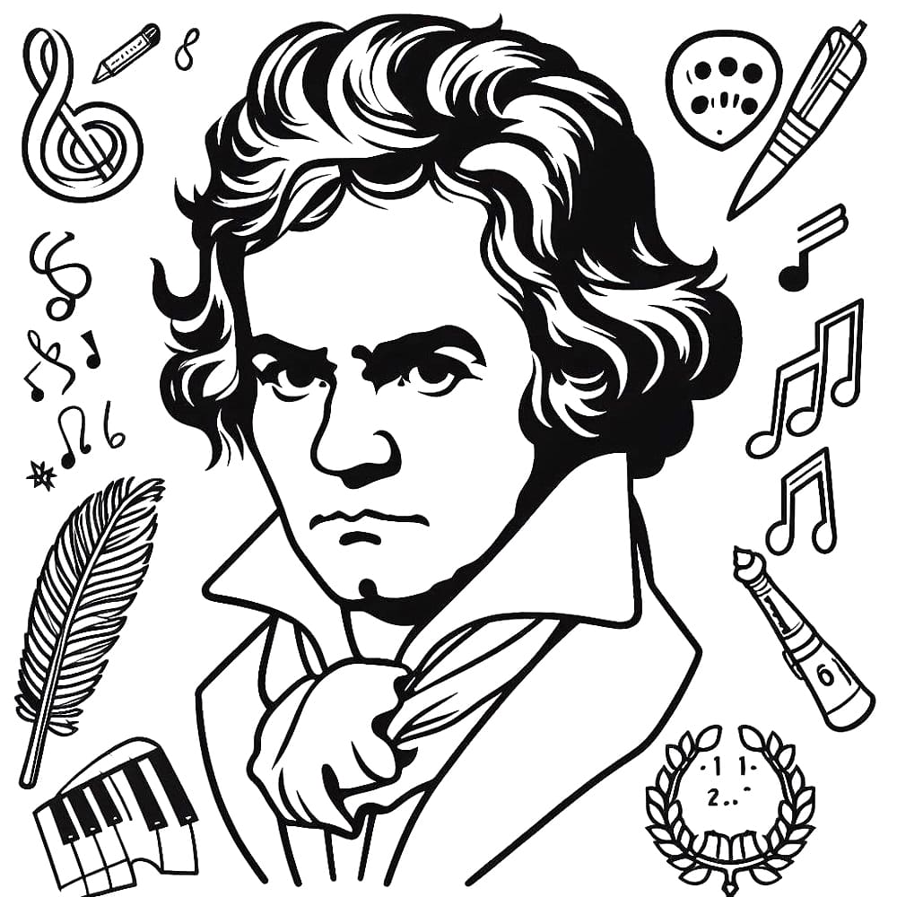 Desenho deBeethoven Grátis Para Crianças para colorir