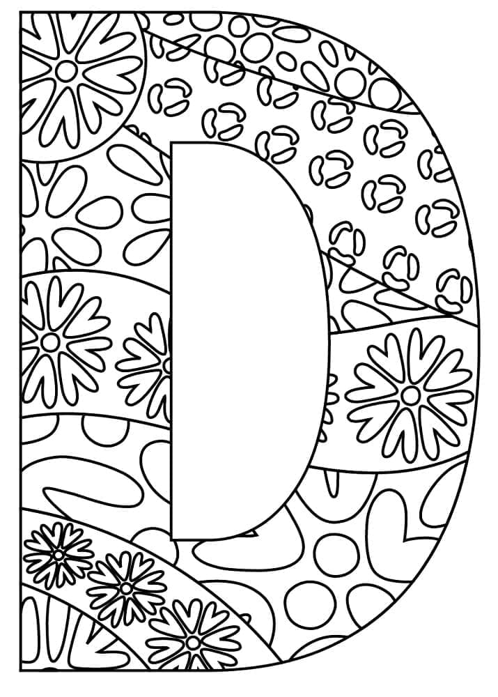 Desenho deBela Letra D para colorir