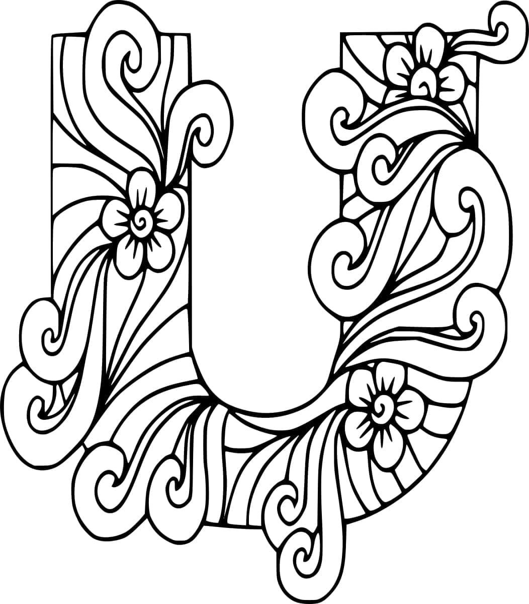 Desenho deBela Letra U para colorir