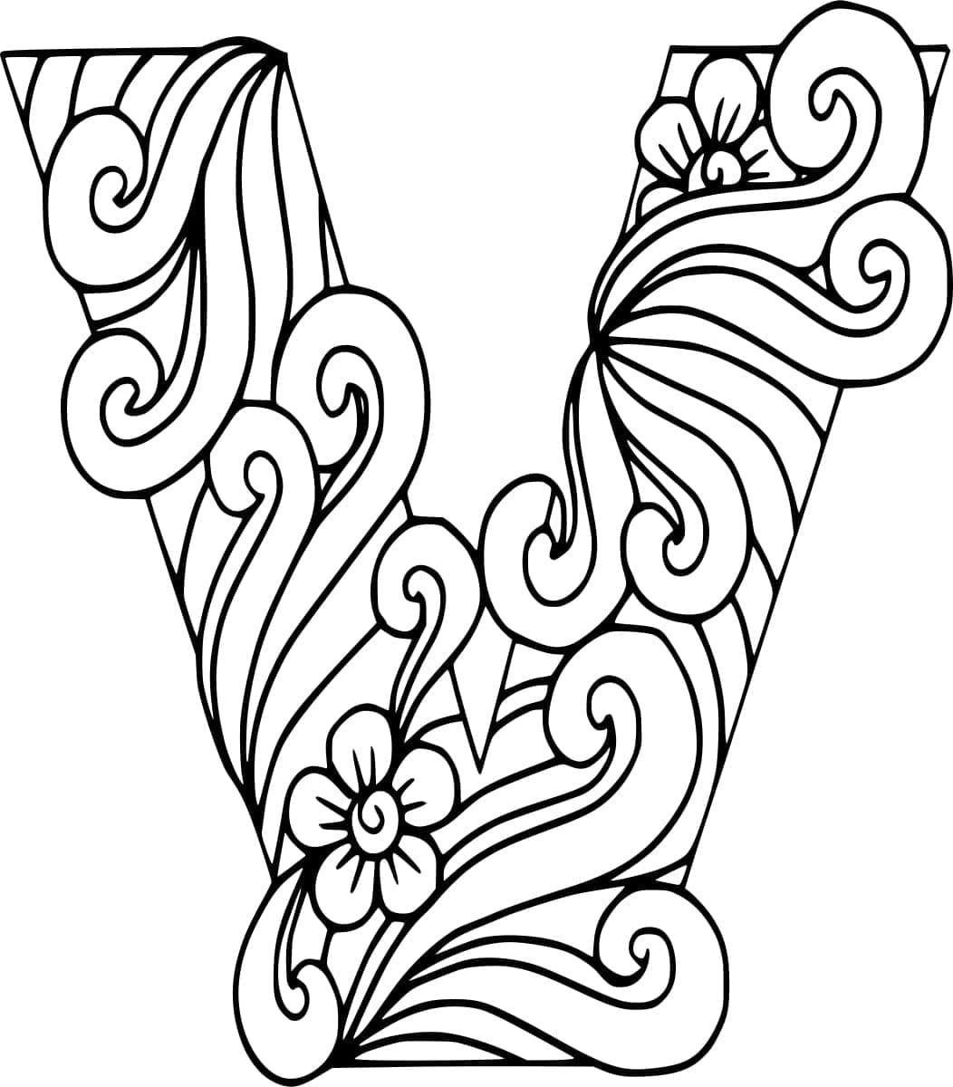 Desenho deBela Letra V para colorir