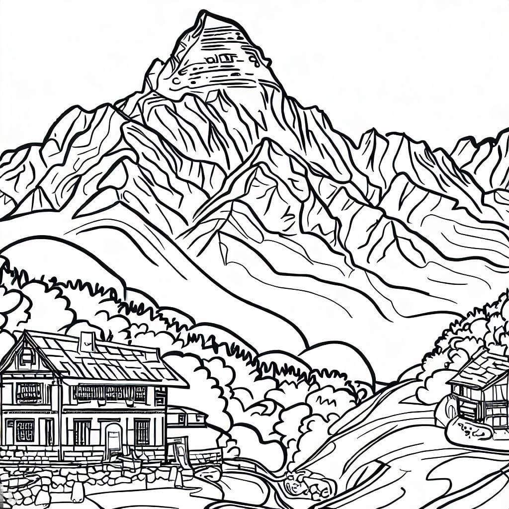 Desenho deBela Paisagem do Monte Everest para colorir