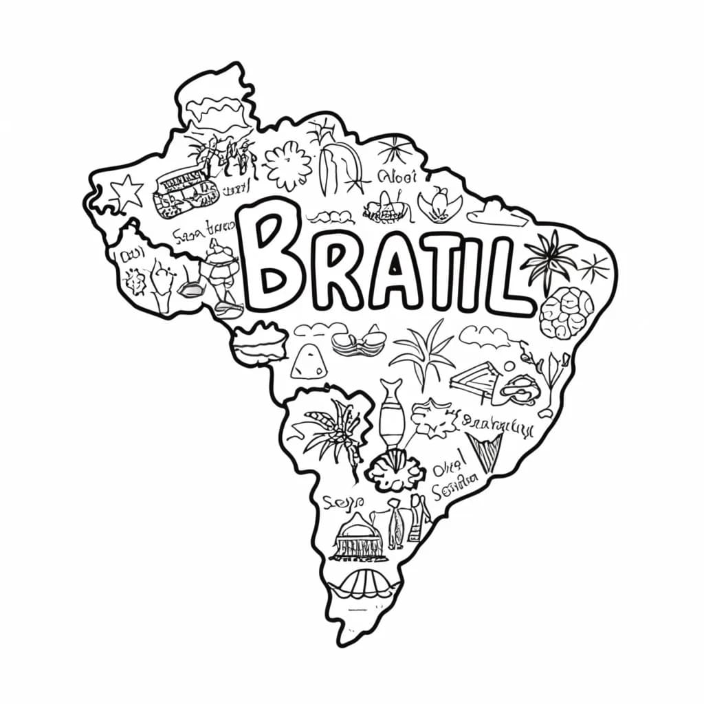 Desenho de Belo Mapa do Brasil para colorir