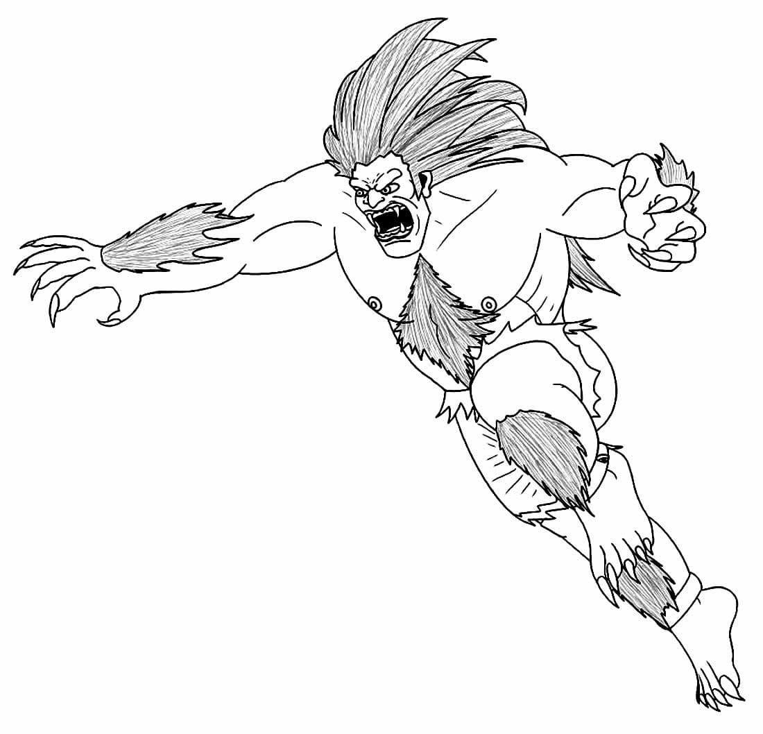 Desenho deBlanka Street Fighter para colorir