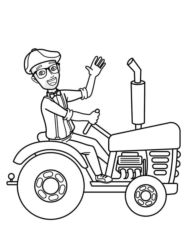 Desenho deBlippi Dirigindo o Trator para colorir