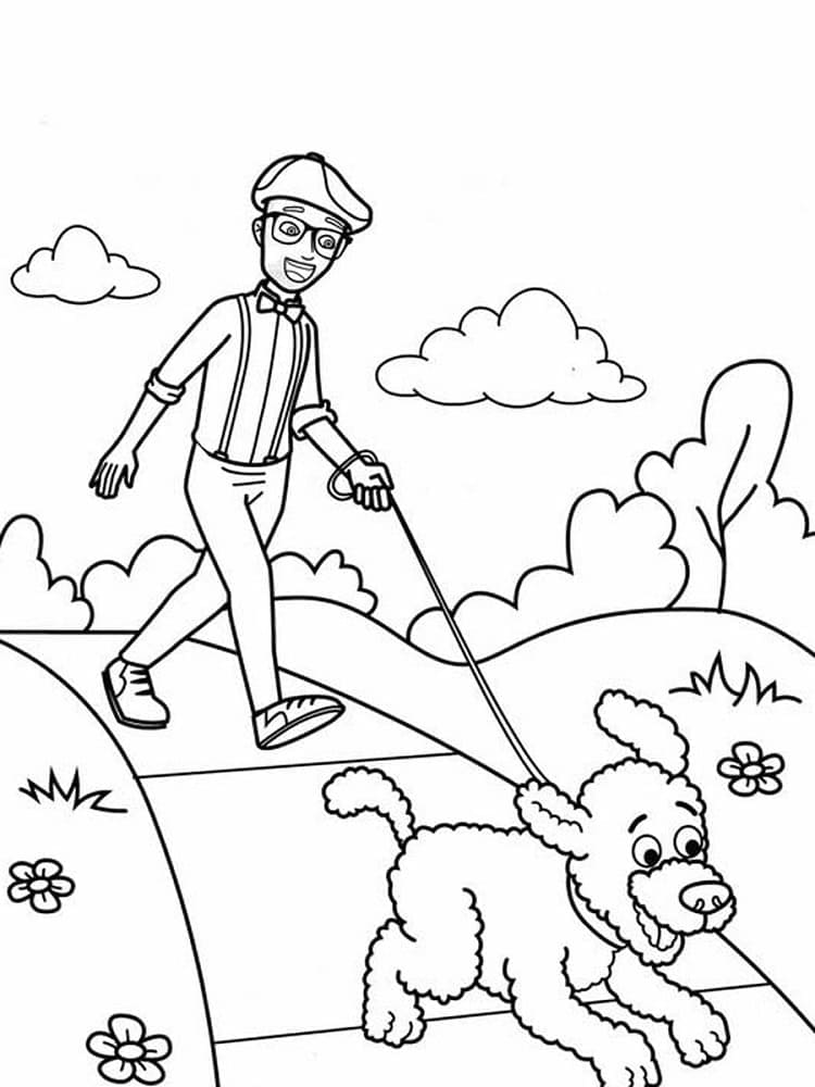 Desenho deBlippi e Cachorro para colorir