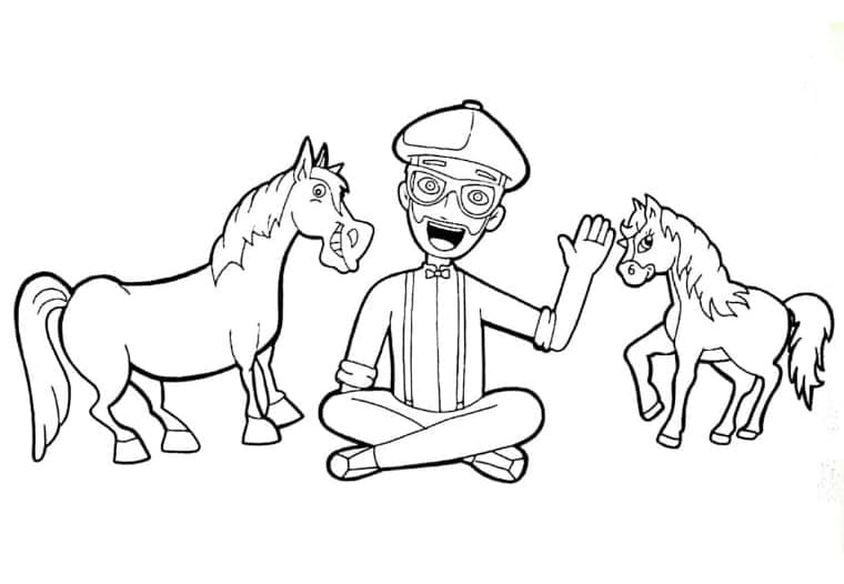 Desenho deBlippi e Cavalos para colorir