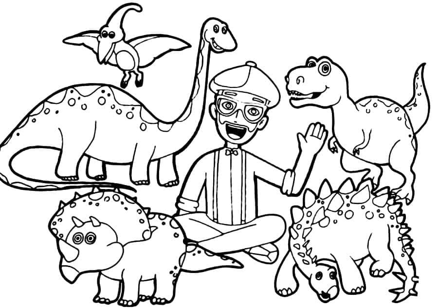 Desenho deBlippi e Dinossauros para colorir