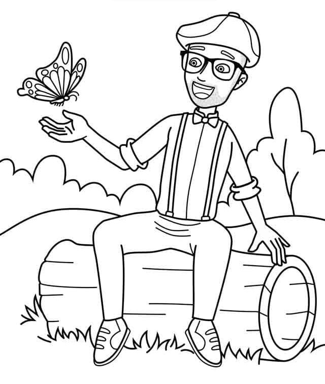 Desenho deBlippi e Uma Borboleta para colorir