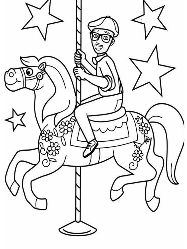 Desenho deBlippi no Cavalo de Balanço para colorir