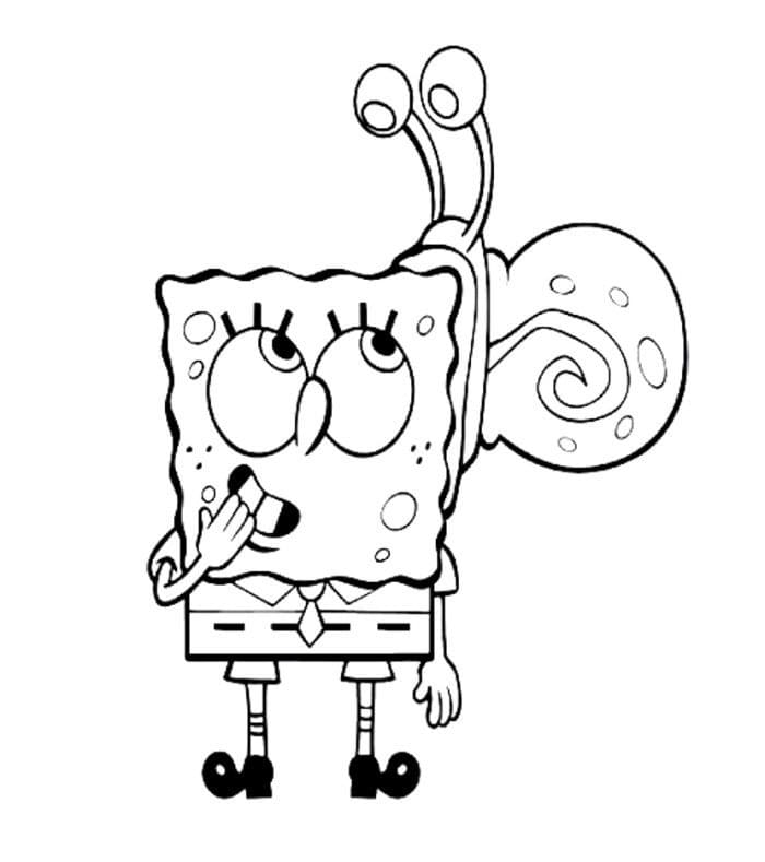 Desenho deBob Esponja e Gary Caracol para colorir