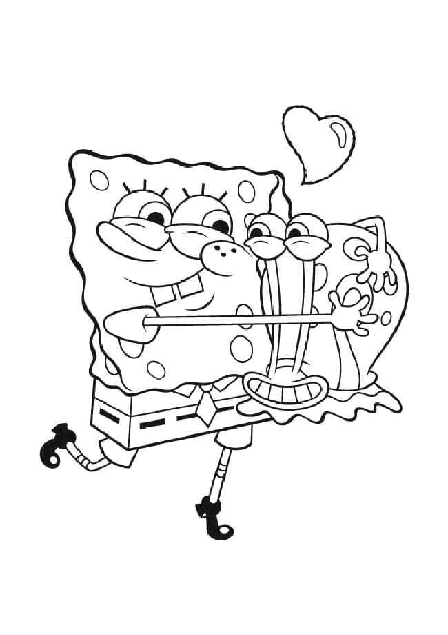 Desenho deBob Esponja e Gary para colorir