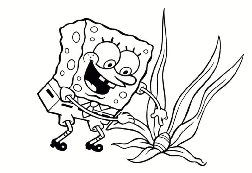 Desenho de Bob Esponja e Ovo de Páscoa para colorir