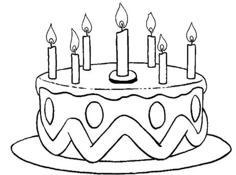 Desenho deBolo de Aniversário com Velas para colorir