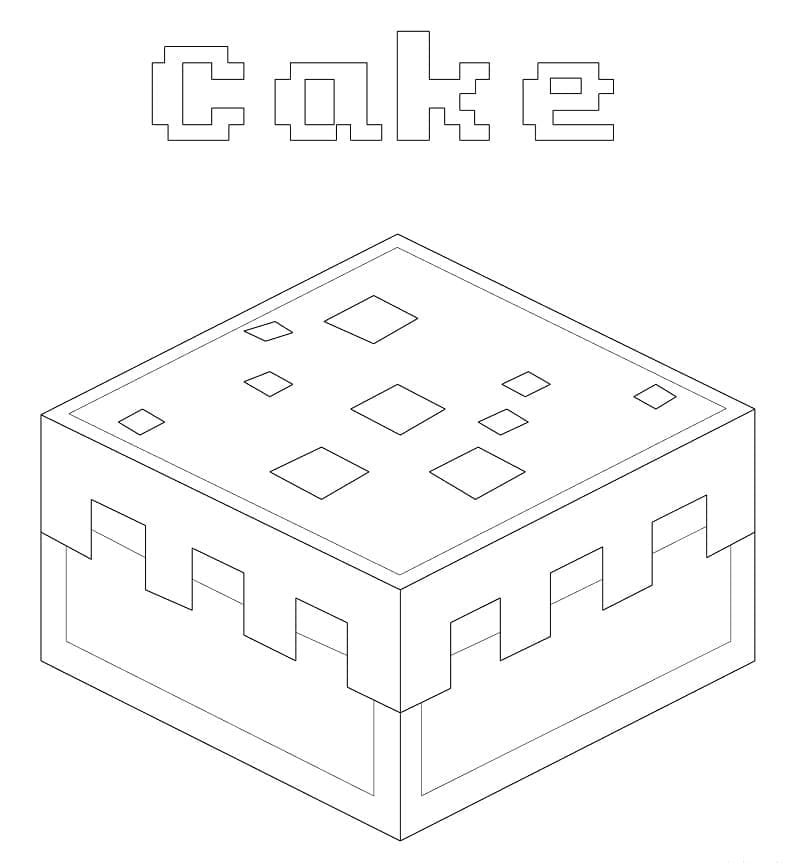 Desenho de Bolo Minecraft para colorir