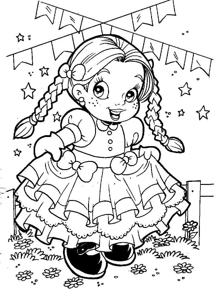 Desenho deBoneca de Festa Junina para colorir