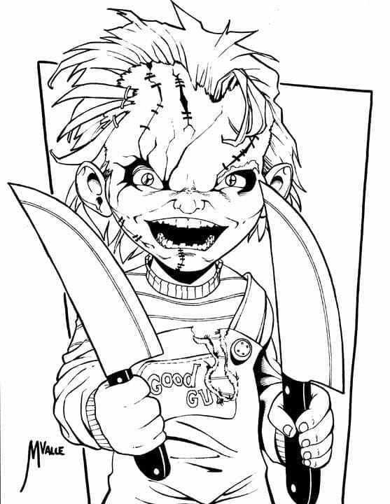 Desenho deBoneco Chucky para colorir