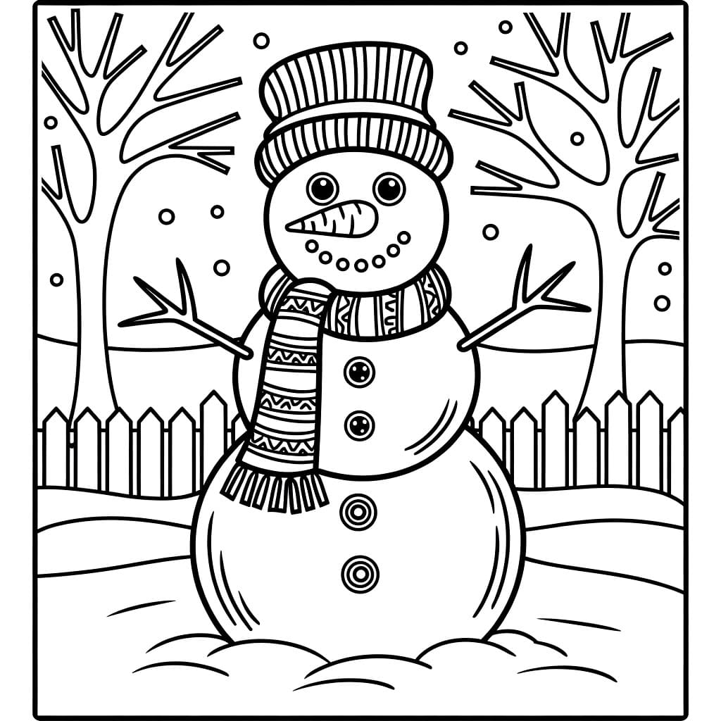 Desenho deBoneco De Neve Usando Lenço para colorir